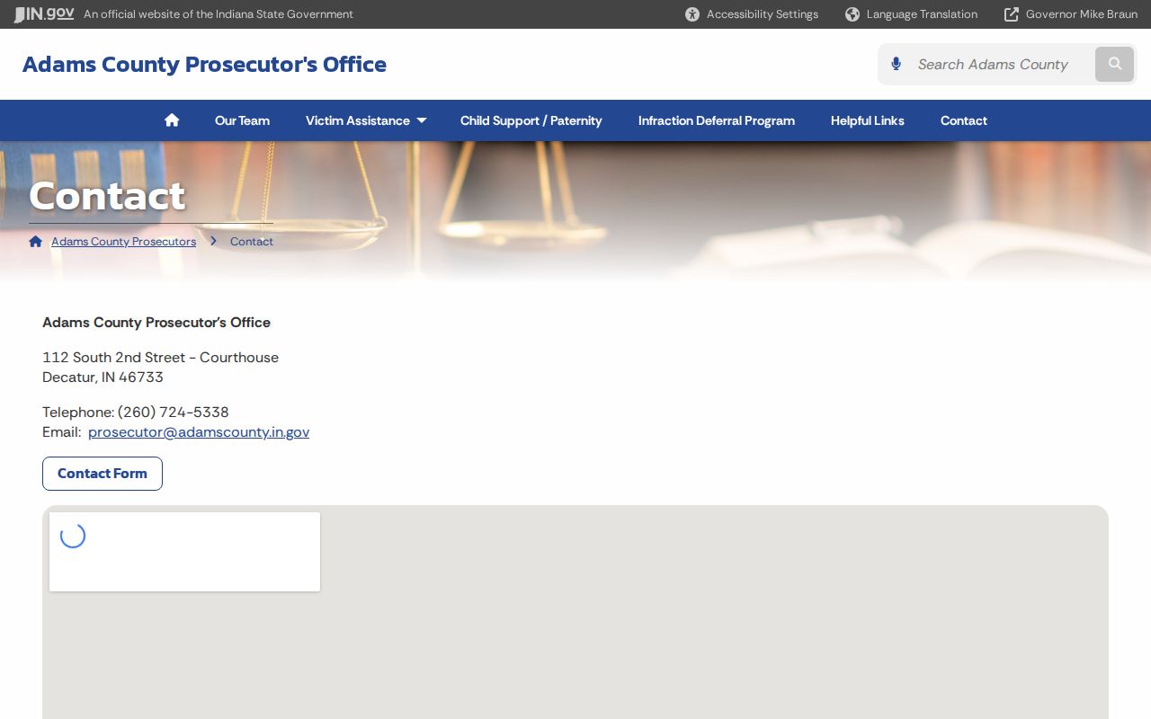 Adams Prosecutor contact page