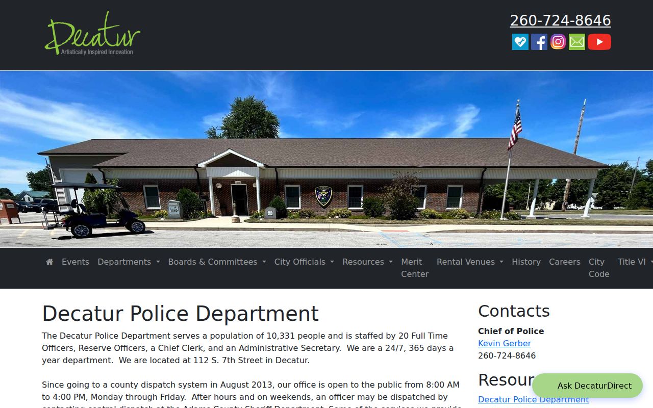 Decatur Police page