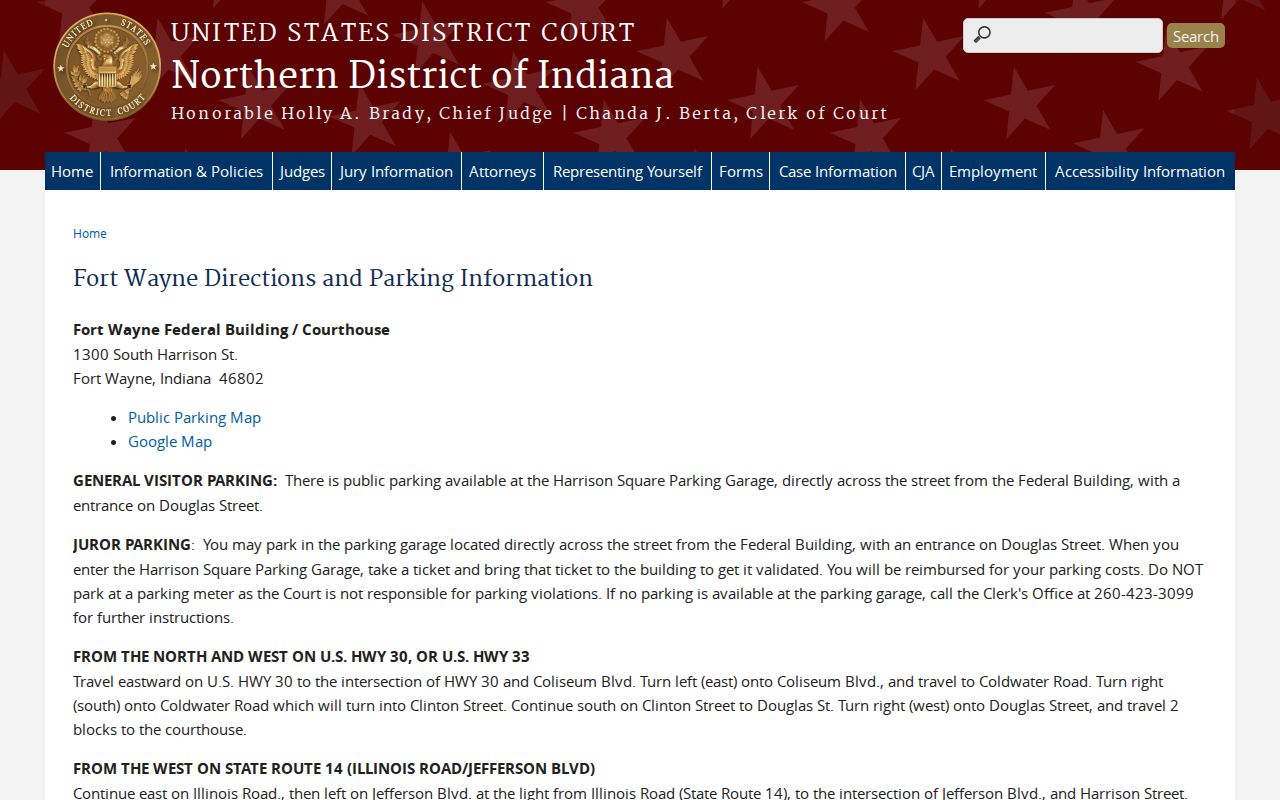 Fort Wayne federal courthouse page
