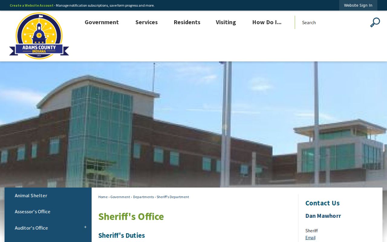 Official Adams Sheriff page